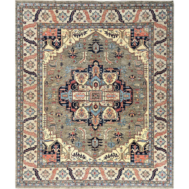 12'4" x 14'4" New Hand Knotted Brown Wool Rectangle Oriental Rug - MOA1021049