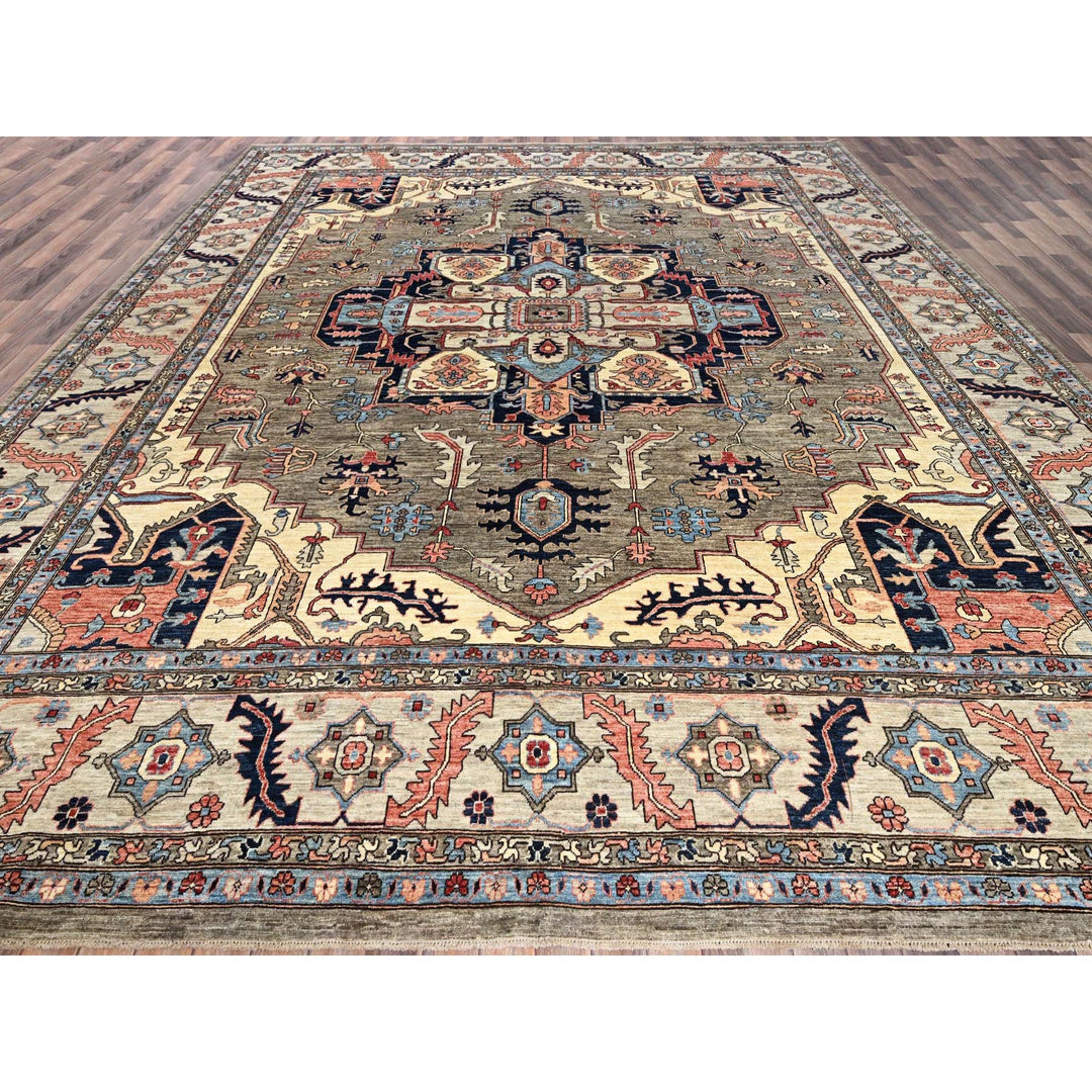 12'4" x 14'4" New Hand Knotted Brown Wool Rectangle Oriental Rug - MOA1021049