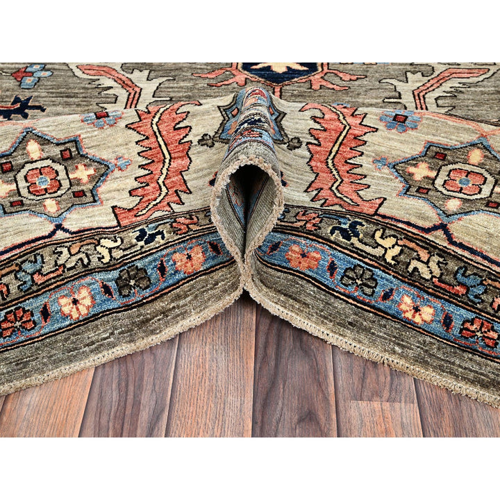 12'4" x 14'4" New Hand Knotted Brown Wool Rectangle Oriental Rug - MOA1021049
