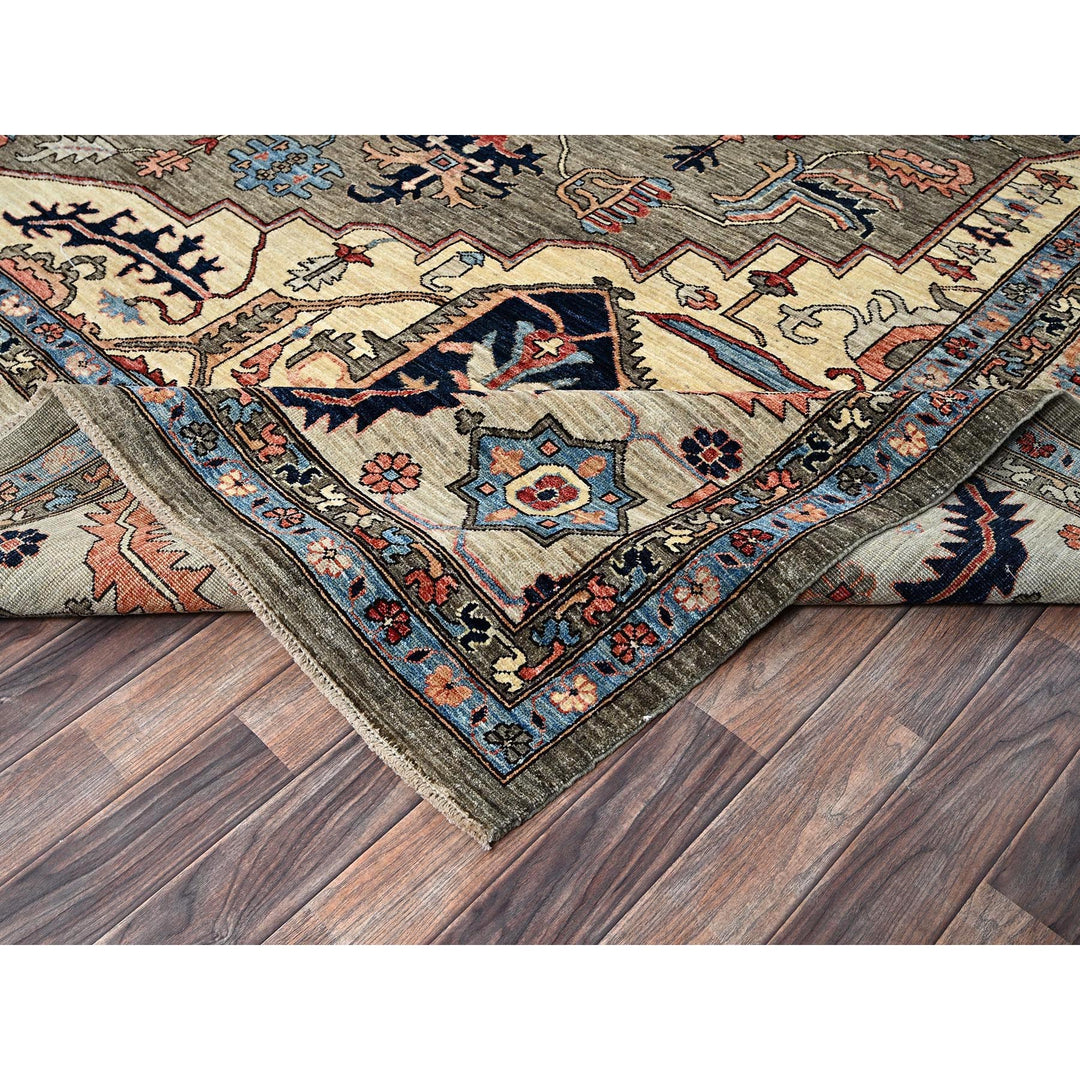 12'4" x 14'4" New Hand Knotted Brown Wool Rectangle Oriental Rug - MOA1021049
