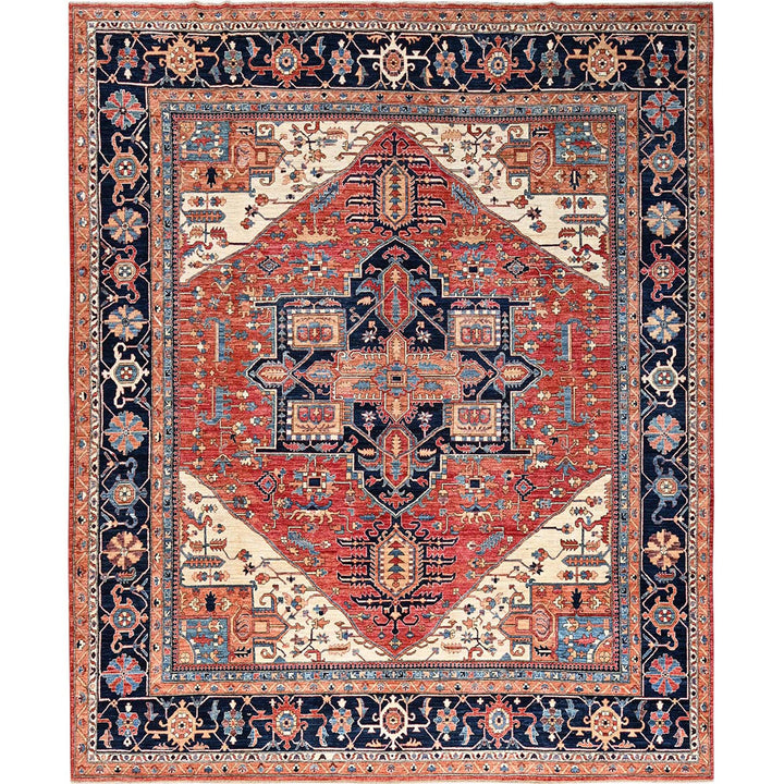 11'7" x 14'11" New Hand Knotted Red Wool Rectangle Oriental Rug - MOA1021051