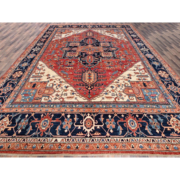 11'7" x 14'11" New Hand Knotted Red Wool Rectangle Oriental Rug - MOA1021051