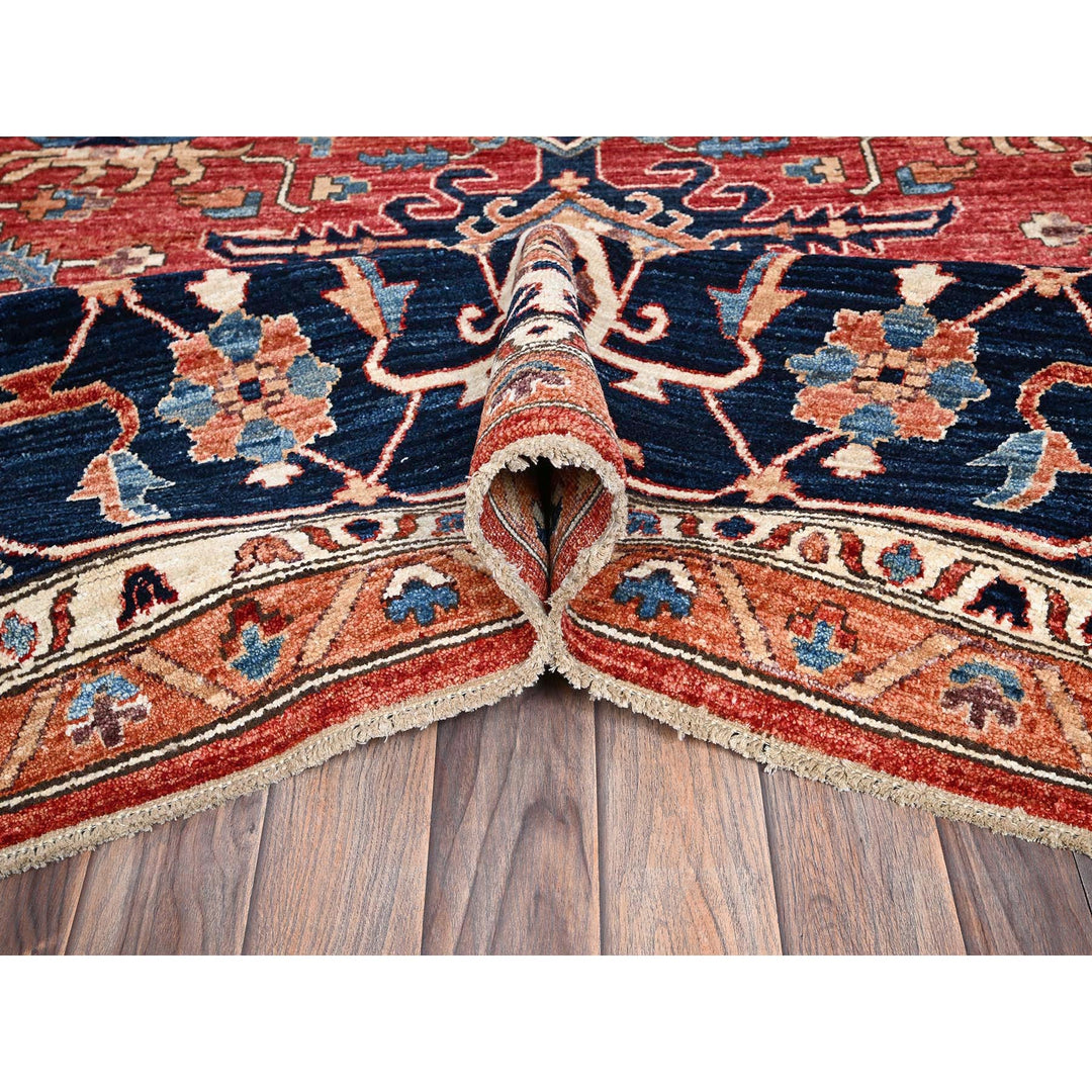 11'7" x 14'11" New Hand Knotted Red Wool Rectangle Oriental Rug - MOA1021051