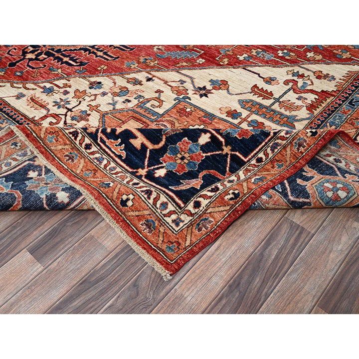 11'7" x 14'11" New Hand Knotted Red Wool Rectangle Oriental Rug - MOA1021051