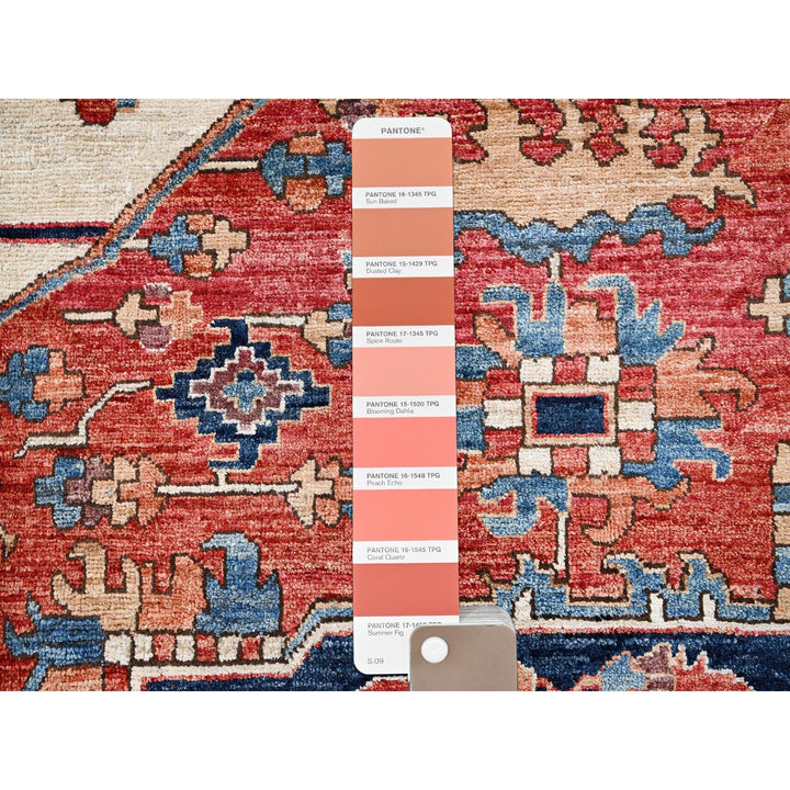 11'7" x 14'11" New Hand Knotted Red Wool Rectangle Oriental Rug - MOA1021051