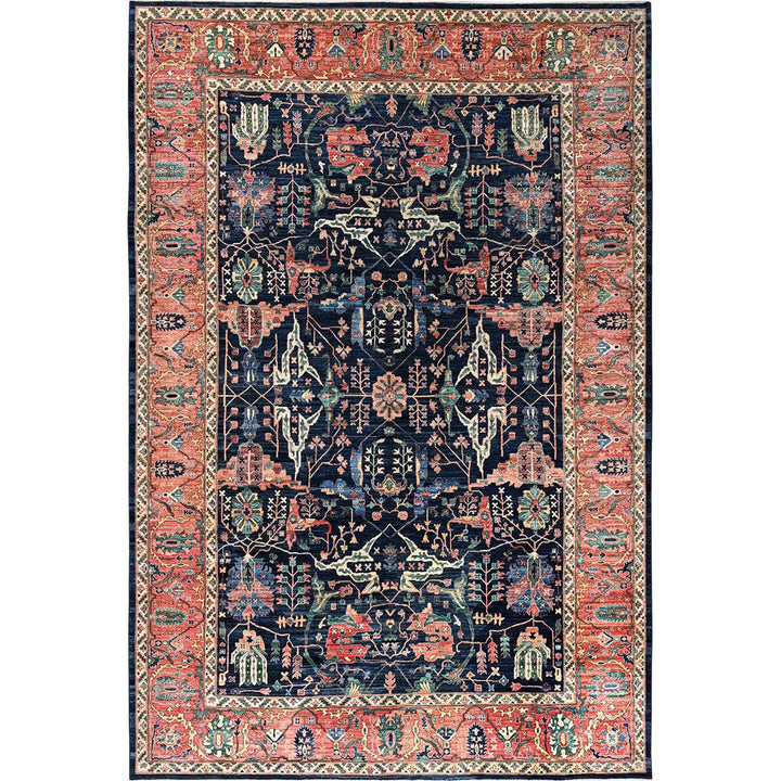 11'9" x 17'7" New Hand Knotted Blue Wool Rectangle Oriental Rug - MOA1021052