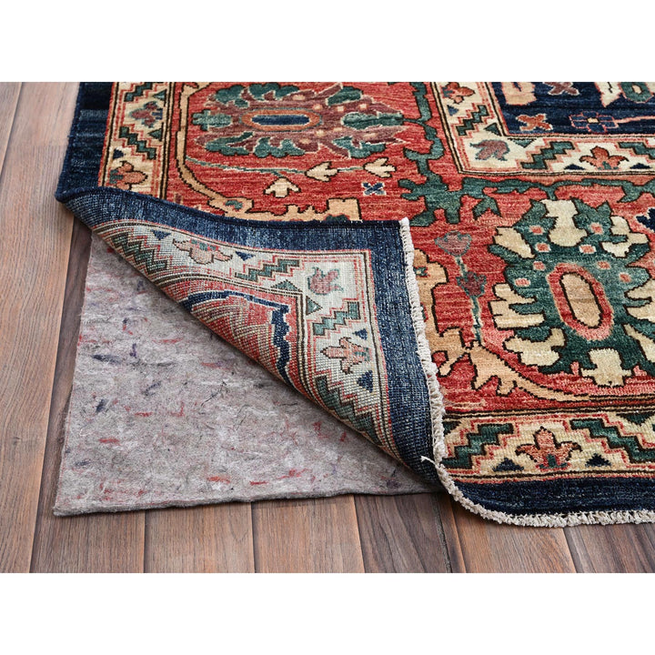 11'9" x 17'7" New Hand Knotted Blue Wool Rectangle Oriental Rug - MOA1021052