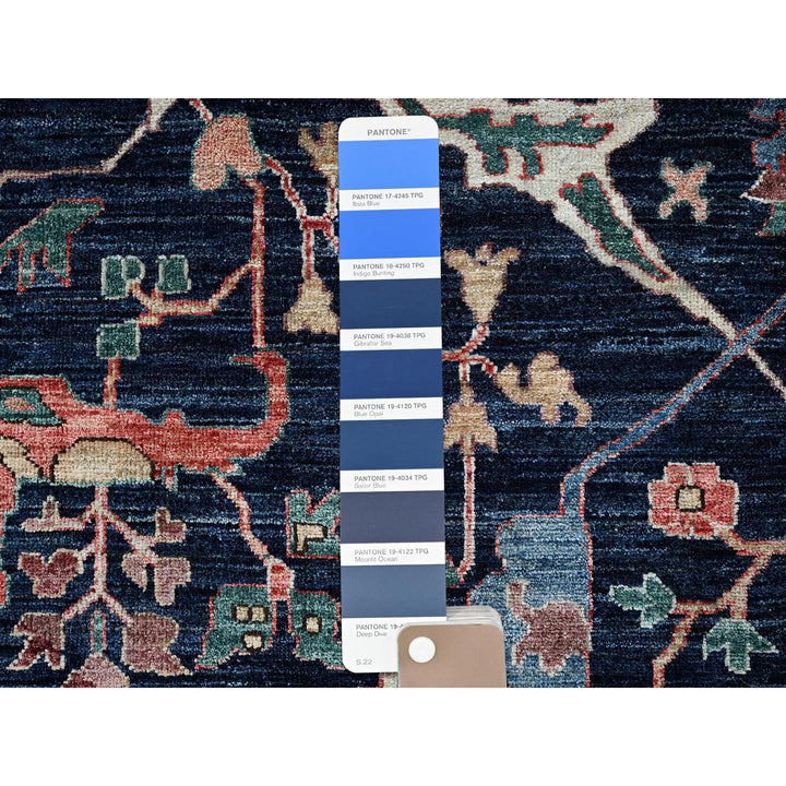11'9" x 17'7" New Hand Knotted Blue Wool Rectangle Oriental Rug - MOA1021052