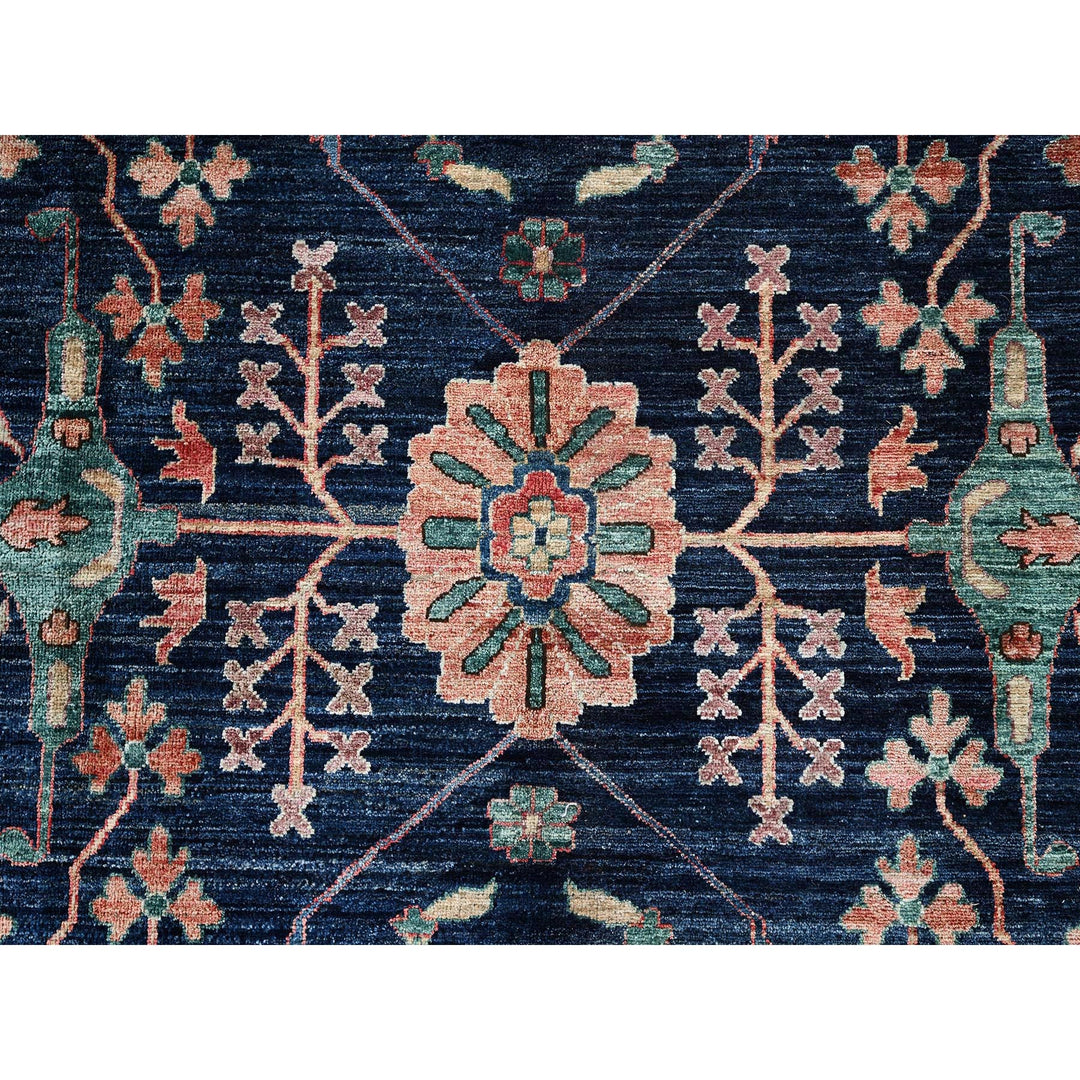 11'9" x 17'7" New Hand Knotted Blue Wool Rectangle Oriental Rug - MOA1021052