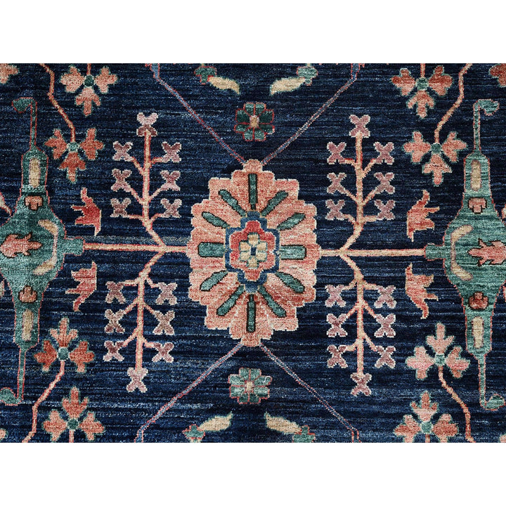 11'9" x 17'7" New Hand Knotted Blue Wool Rectangle Oriental Rug - MOA1021052
