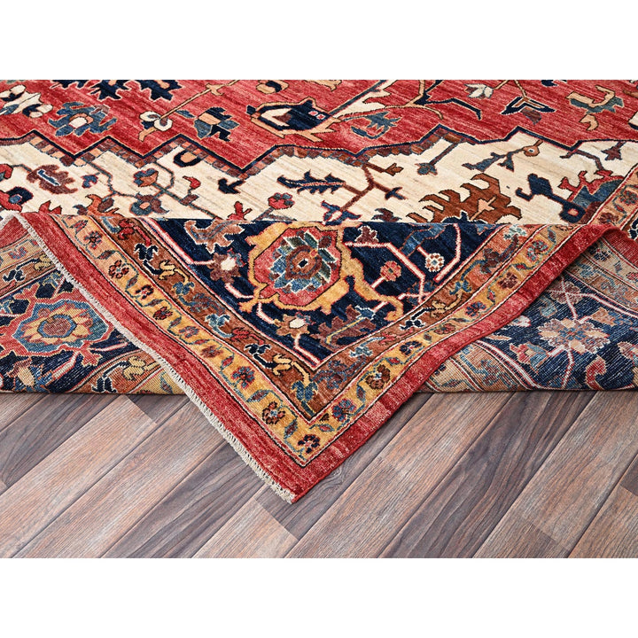 11'10" x 17'7" New Hand Knotted Red Wool Rectangle Oriental Rug - MOA1021054