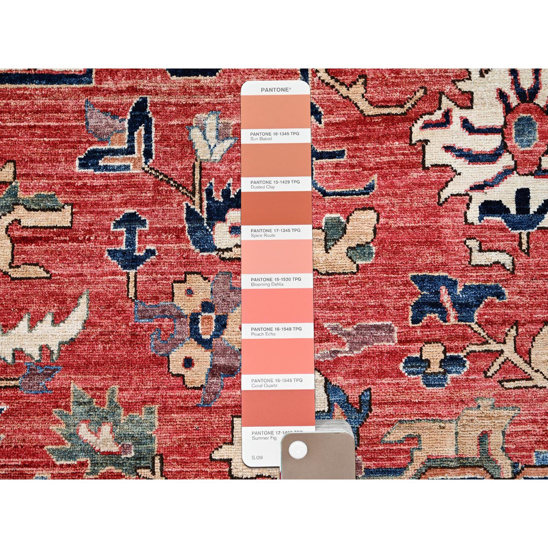 11'10" x 17'7" New Hand Knotted Red Wool Rectangle Oriental Rug - MOA1021054