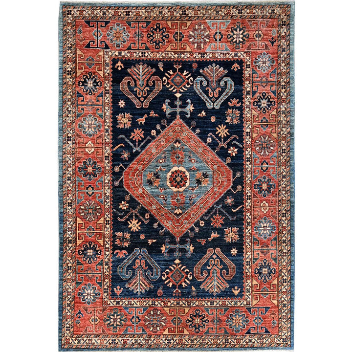 6'0" x 8'8" New Hand Knotted Blue Wool Rectangle Oriental Rug - MOA1021055