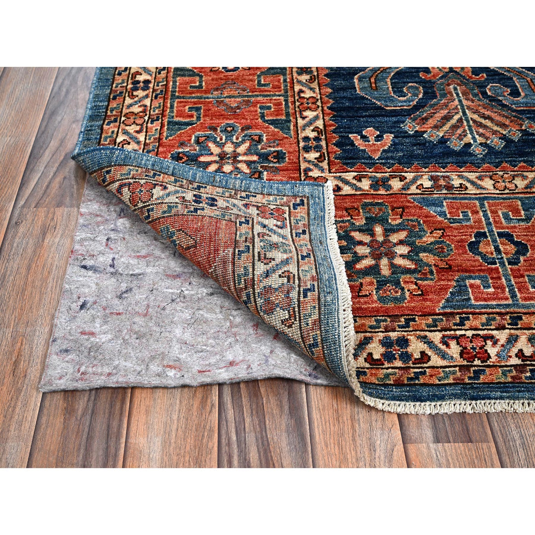 6'0" x 8'8" New Hand Knotted Blue Wool Rectangle Oriental Rug - MOA1021055