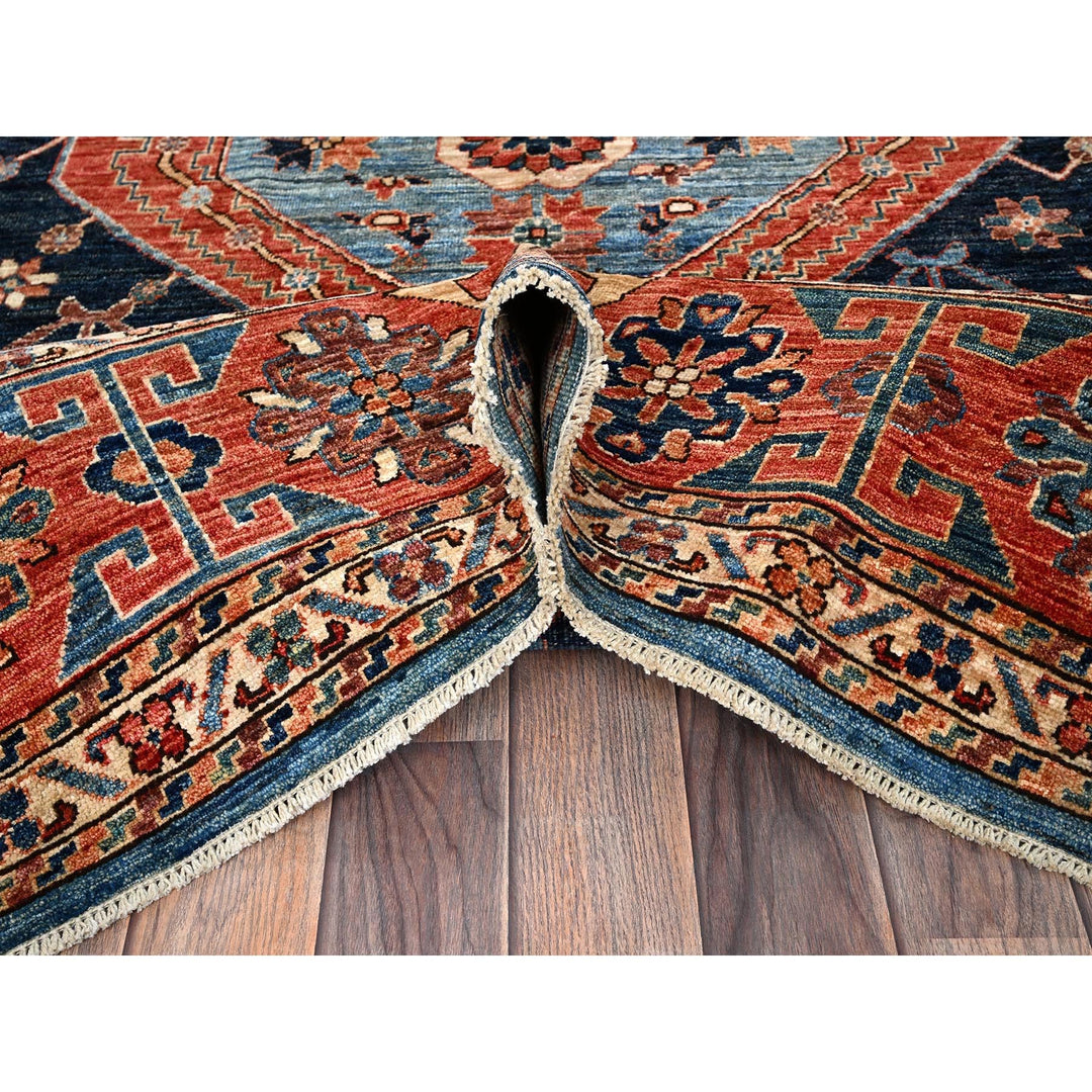 6'0" x 8'8" New Hand Knotted Blue Wool Rectangle Oriental Rug - MOA1021055