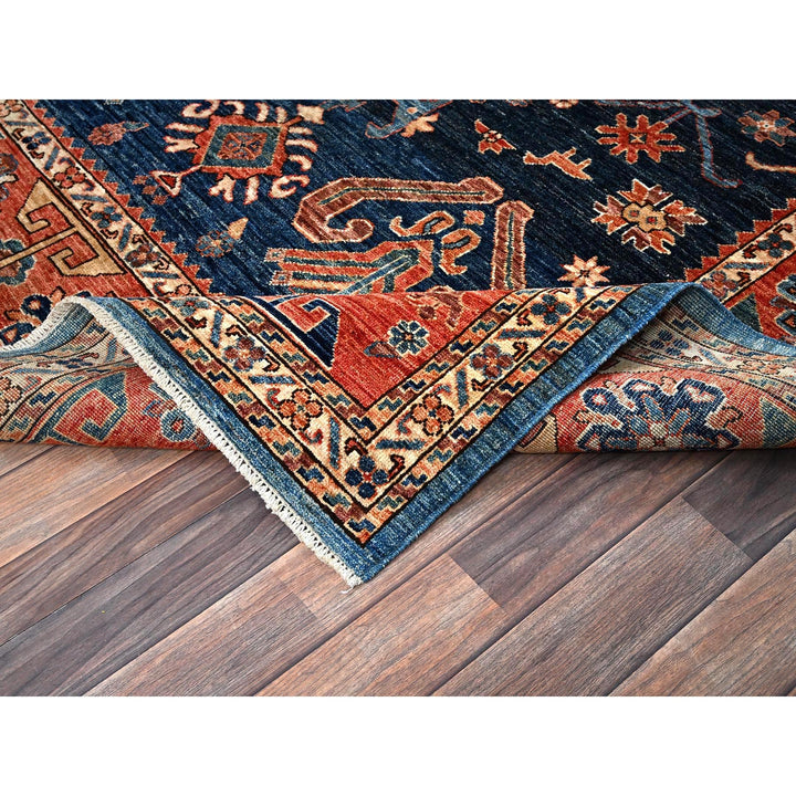 6'0" x 8'8" New Hand Knotted Blue Wool Rectangle Oriental Rug - MOA1021055