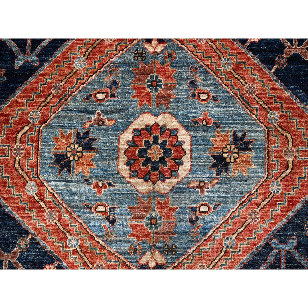 6'0" x 8'8" New Hand Knotted Blue Wool Rectangle Oriental Rug - MOA1021055