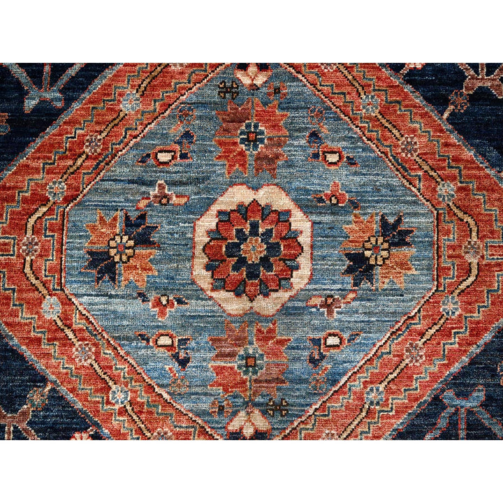 6'0" x 8'8" New Hand Knotted Blue Wool Rectangle Oriental Rug - MOA1021055