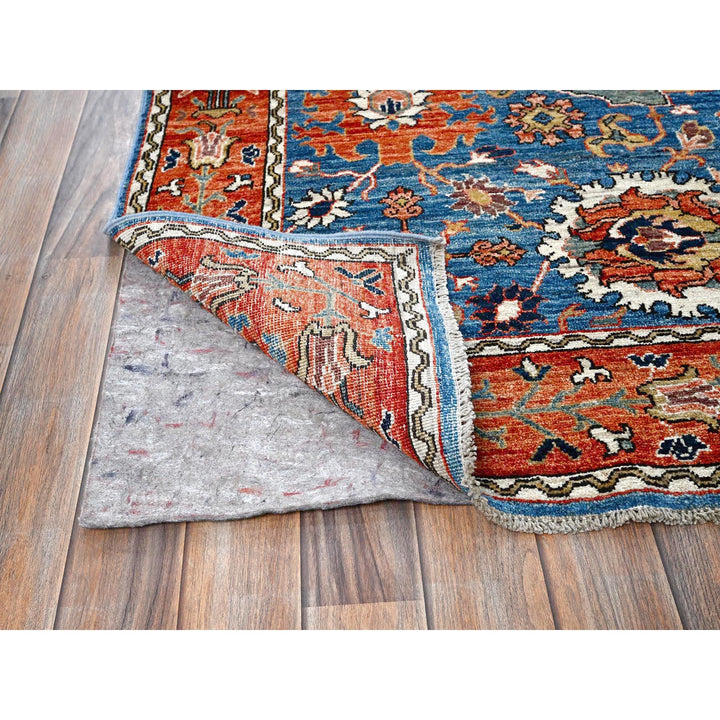 6'2" x 9'0" New Hand Knotted Blue Wool Rectangle Oriental Rug - MOA1021056