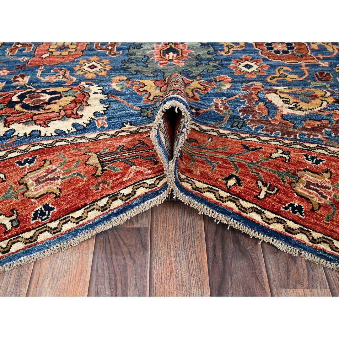 6'2" x 9'0" New Hand Knotted Blue Wool Rectangle Oriental Rug - MOA1021056