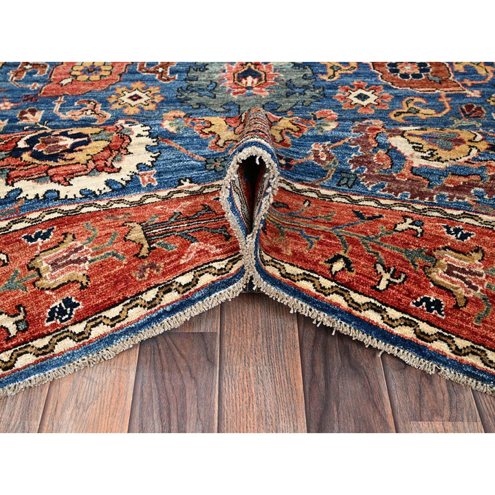 6'2" x 9'0" New Hand Knotted Blue Wool Rectangle Oriental Rug - MOA1021056