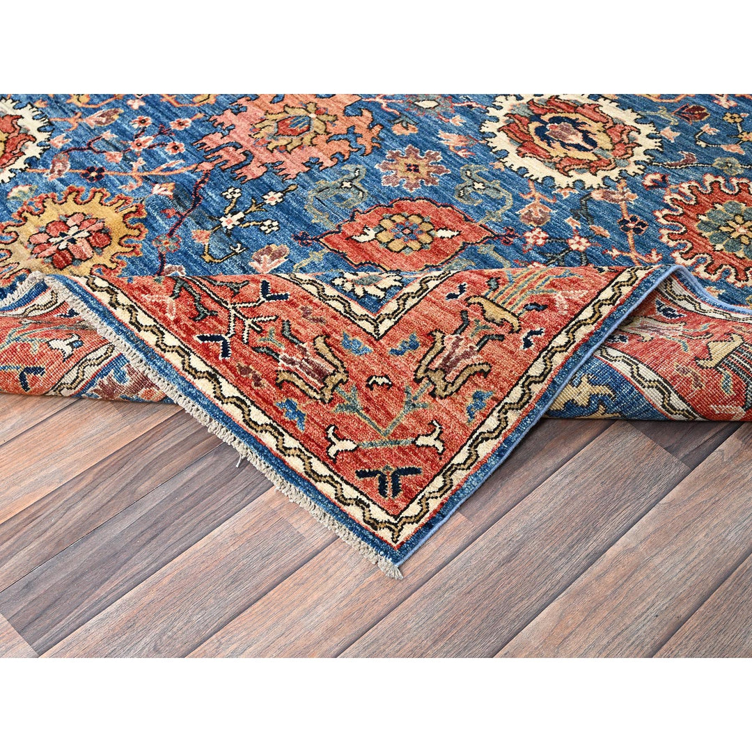 6'2" x 9'0" New Hand Knotted Blue Wool Rectangle Oriental Rug - MOA1021056