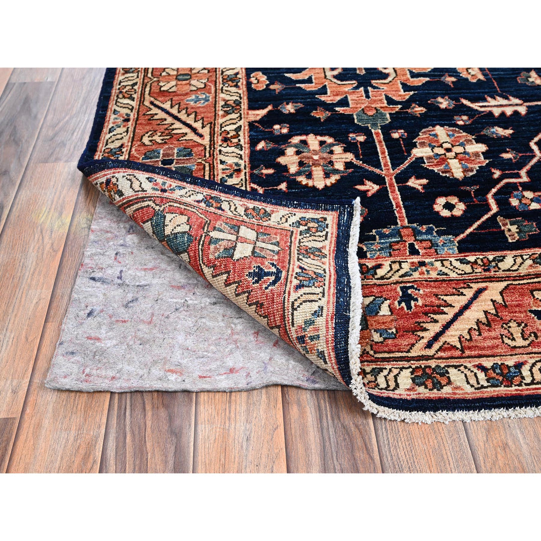 5'11" x 9'2" New Hand Knotted Blue Wool Rectangle Oriental Rug - MOA1021057