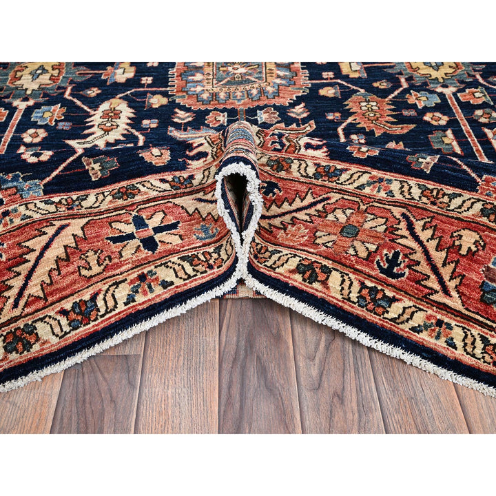 5'11" x 9'2" New Hand Knotted Blue Wool Rectangle Oriental Rug - MOA1021057