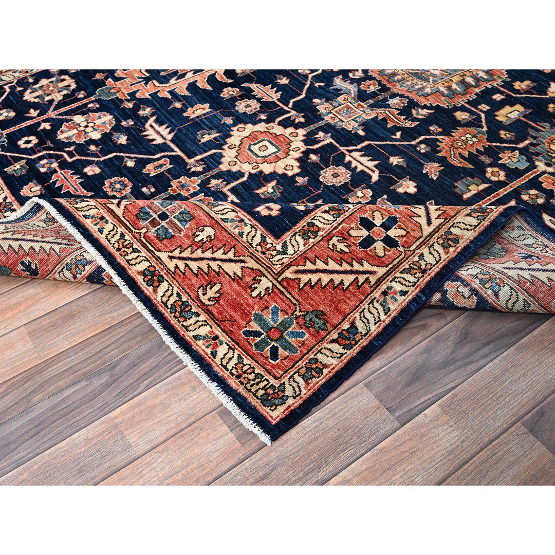 5'11" x 9'2" New Hand Knotted Blue Wool Rectangle Oriental Rug - MOA1021057