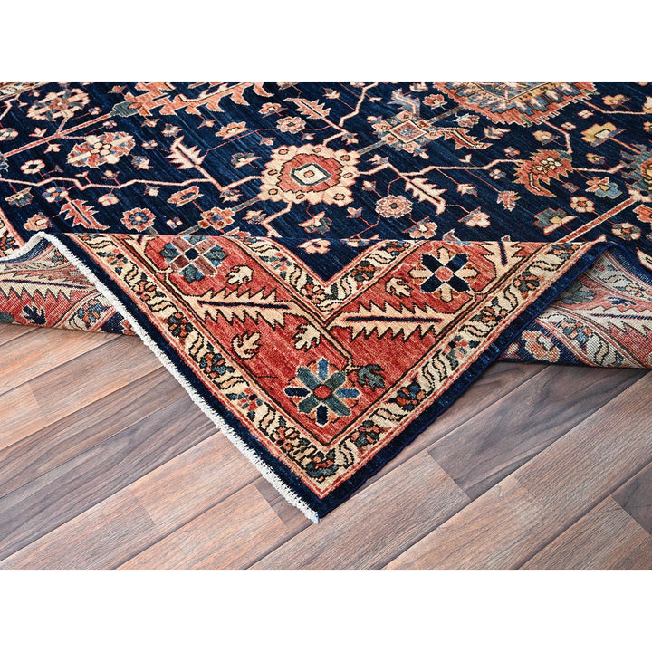 5'11" x 9'2" New Hand Knotted Blue Wool Rectangle Oriental Rug - MOA1021057