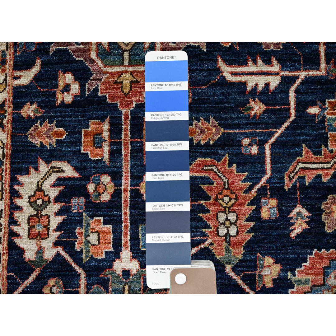 5'11" x 9'2" New Hand Knotted Blue Wool Rectangle Oriental Rug - MOA1021057