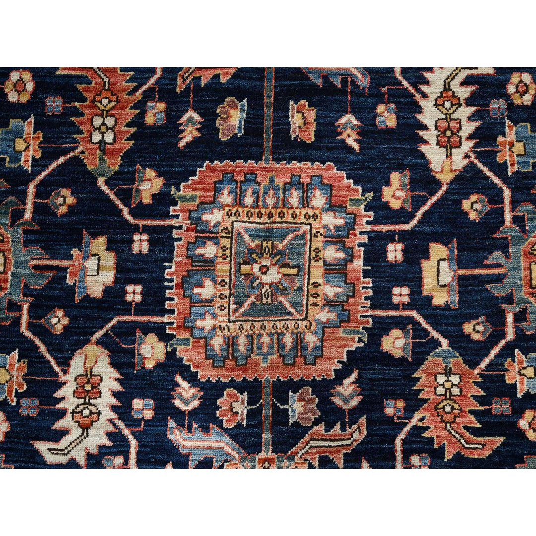 5'11" x 9'2" New Hand Knotted Blue Wool Rectangle Oriental Rug - MOA1021057