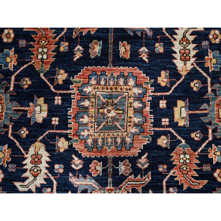 5'11" x 9'2" New Hand Knotted Blue Wool Rectangle Oriental Rug - MOA1021057