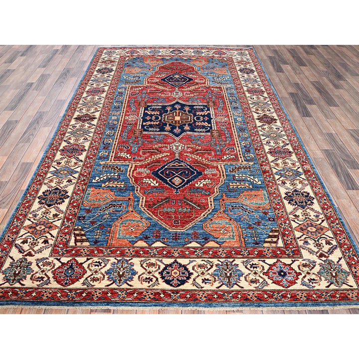 6'1" x 11'7" New Hand Knotted Blue Wool Runner Oriental Rug - MOA1021058