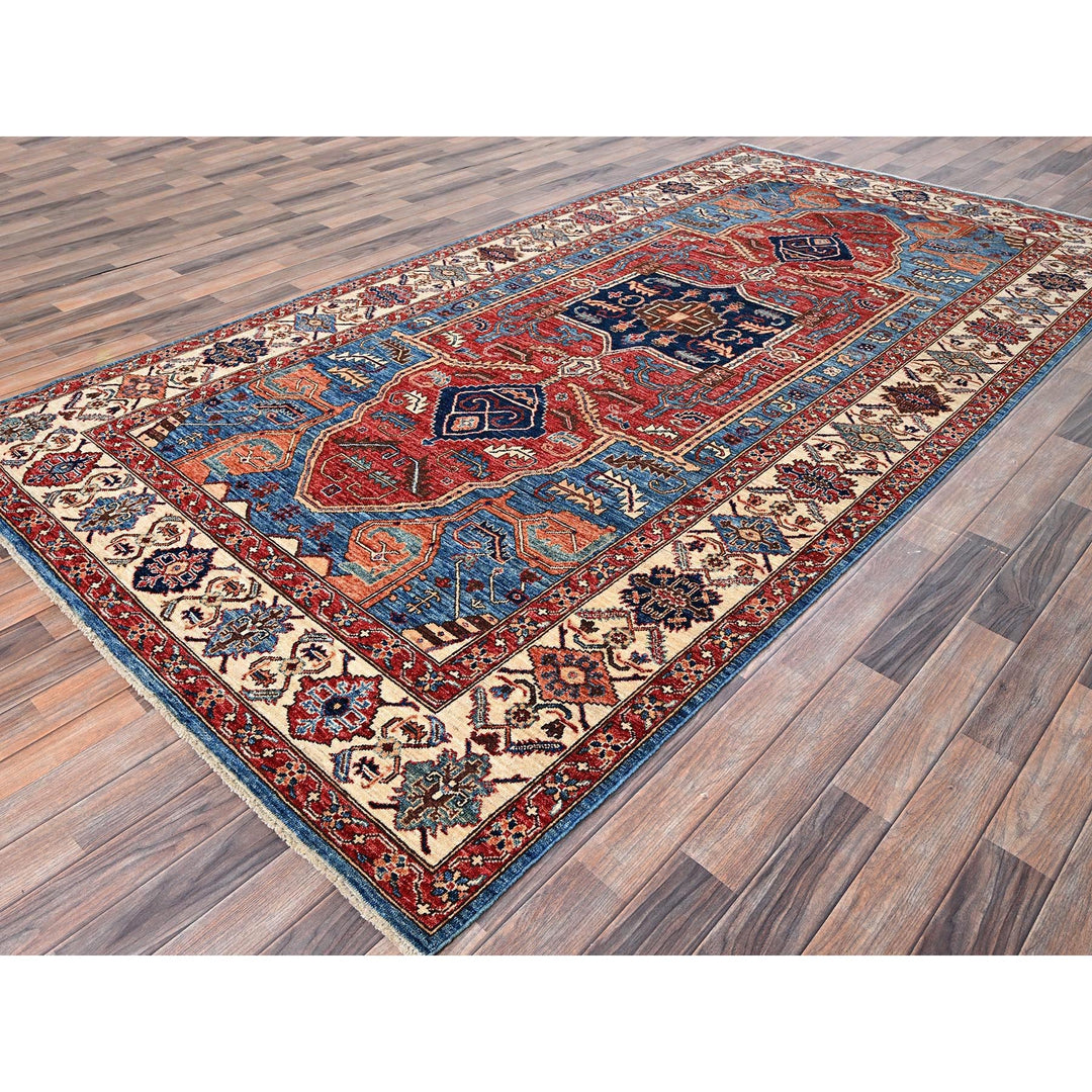 6'1" x 11'7" New Hand Knotted Blue Wool Runner Oriental Rug - MOA1021058