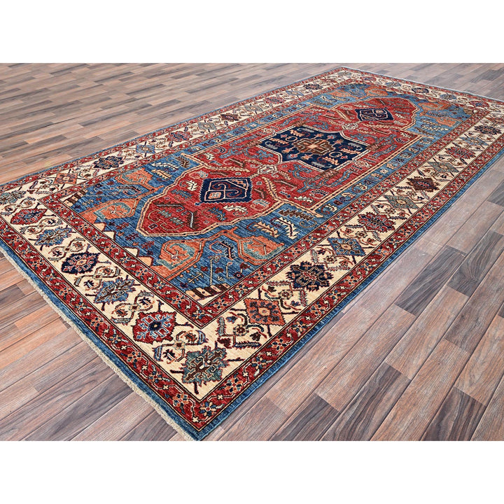 6'1" x 11'7" New Hand Knotted Blue Wool Runner Oriental Rug - MOA1021058