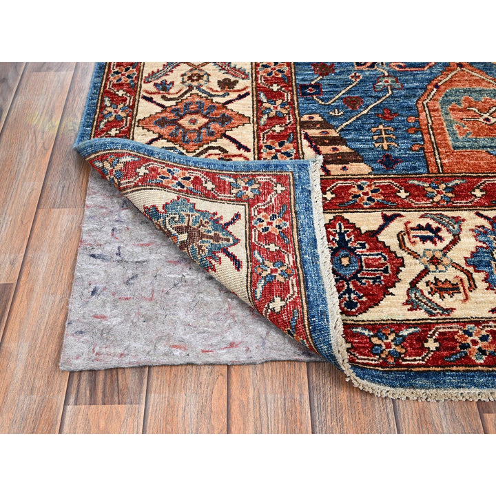 6'1" x 11'7" New Hand Knotted Blue Wool Runner Oriental Rug - MOA1021058