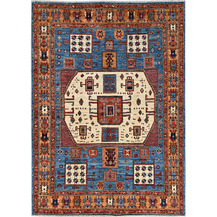 5'2" x 7'0" New Hand Knotted Blue Wool Rectangle Oriental Rug - MOA1021059