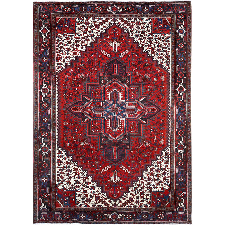 7'9" x 10'8" Vintage Hand Knotted Red Wool Rectangle Oriental Rug - MOA102105