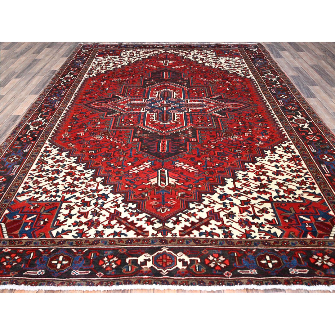 7'9" x 10'8" Vintage Hand Knotted Red Wool Rectangle Oriental Rug - MOA102105