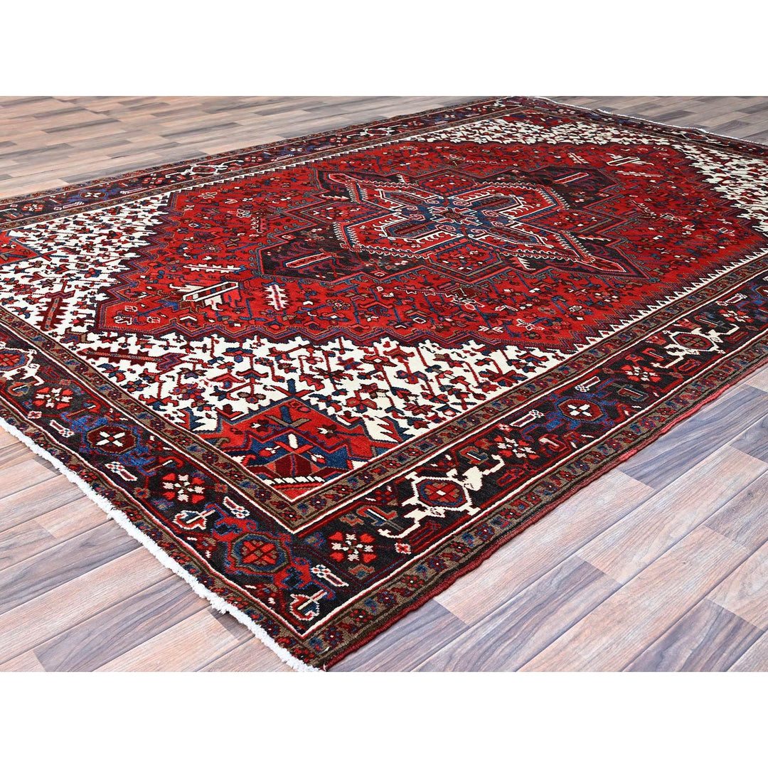 7'9" x 10'8" Vintage Hand Knotted Red Wool Rectangle Oriental Rug - MOA102105