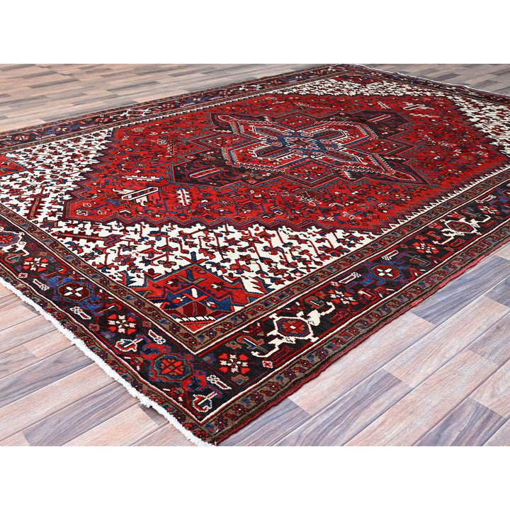 7'9" x 10'8" Vintage Hand Knotted Red Wool Rectangle Oriental Rug - MOA102105