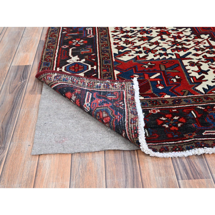 7'9" x 10'8" Vintage Hand Knotted Red Wool Rectangle Oriental Rug - MOA102105