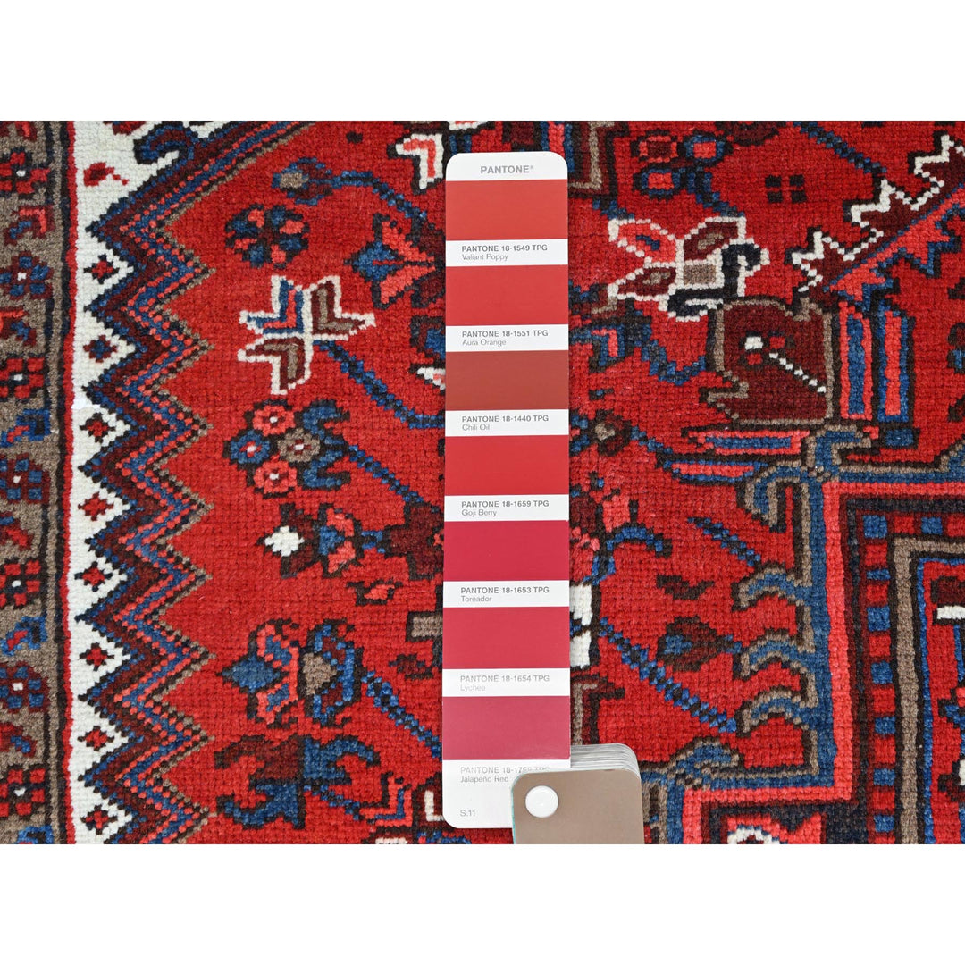 7'9" x 10'8" Vintage Hand Knotted Red Wool Rectangle Oriental Rug - MOA102105