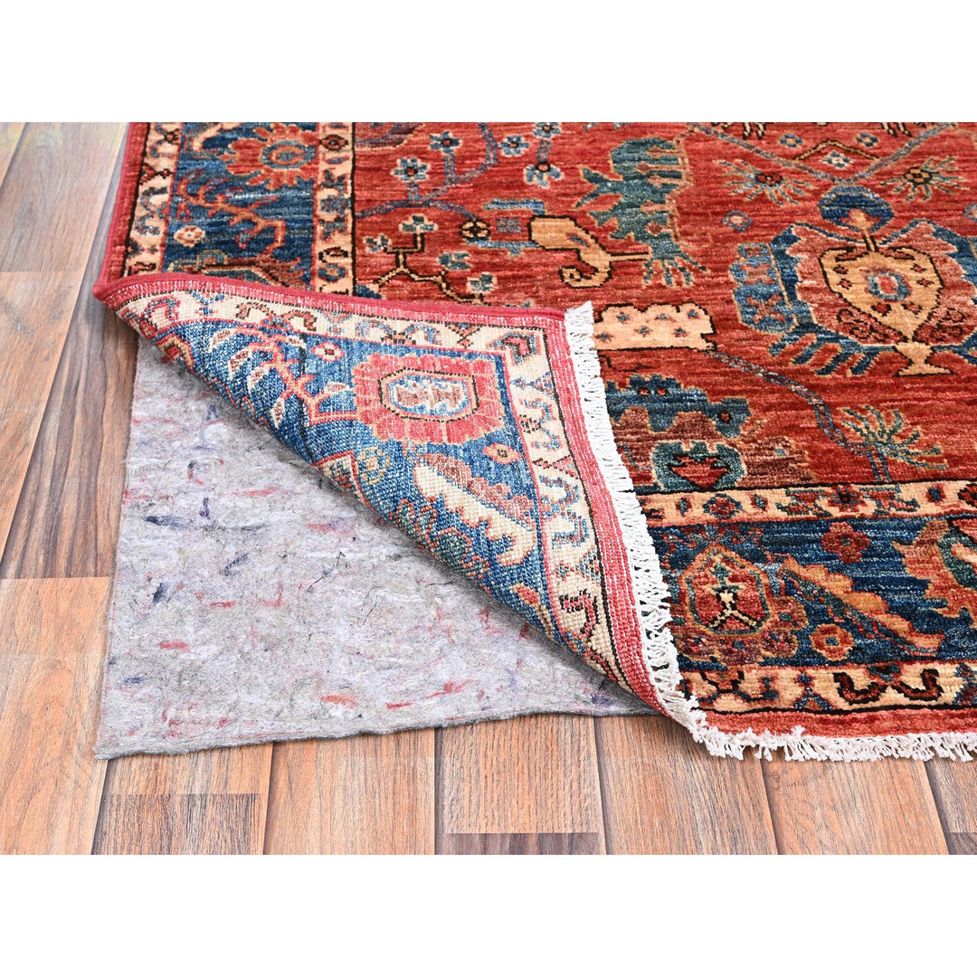 4'3" x 6'0" New Hand Knotted Red Wool Rectangle Oriental Rug - MOA1021060