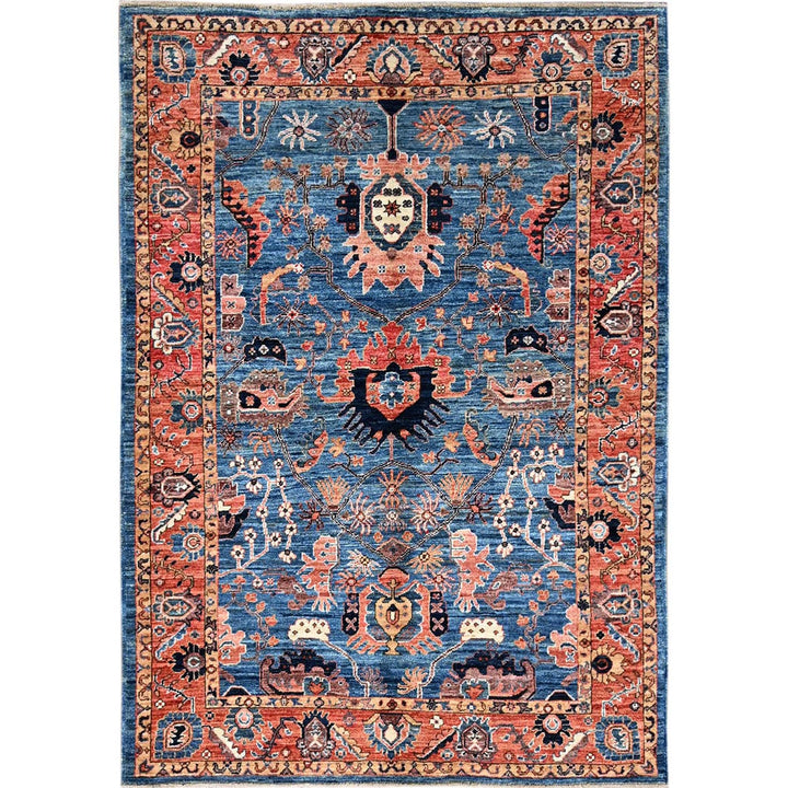 4'4" x 6'2" New Hand Knotted Blue Wool Rectangle Oriental Rug - MOA1021061