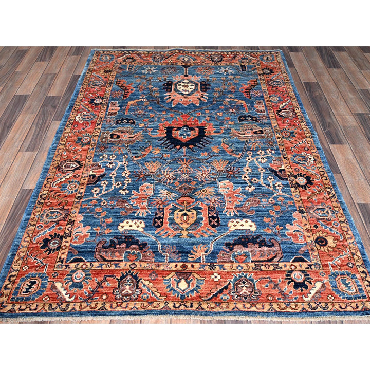 4'4" x 6'2" New Hand Knotted Blue Wool Rectangle Oriental Rug - MOA1021061