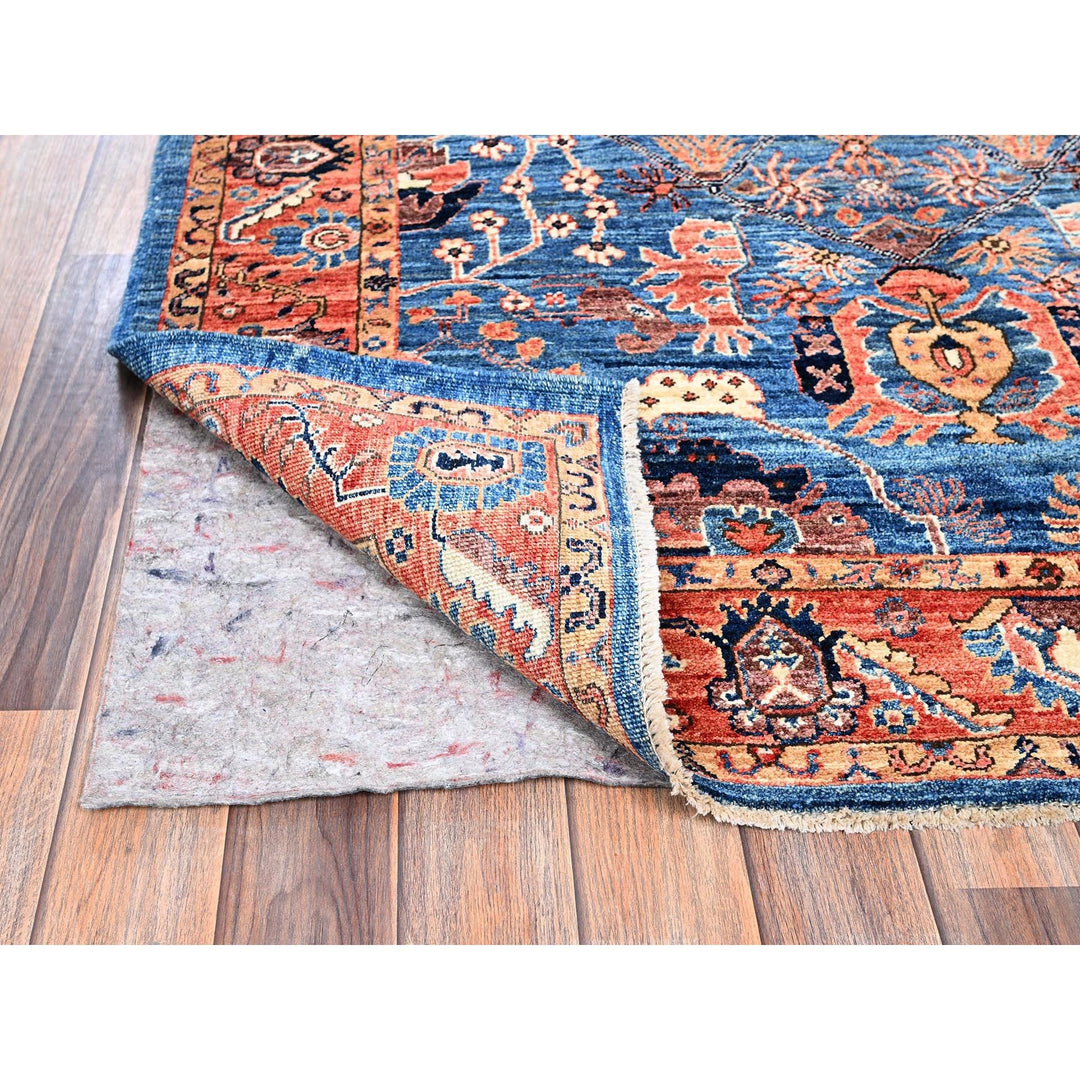4'4" x 6'2" New Hand Knotted Blue Wool Rectangle Oriental Rug - MOA1021061