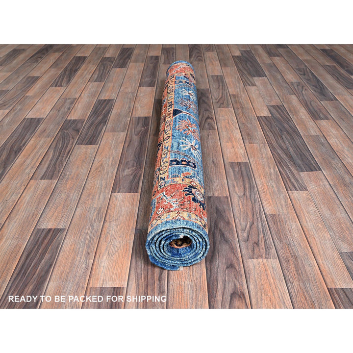4'4" x 6'2" New Hand Knotted Blue Wool Rectangle Oriental Rug - MOA1021061