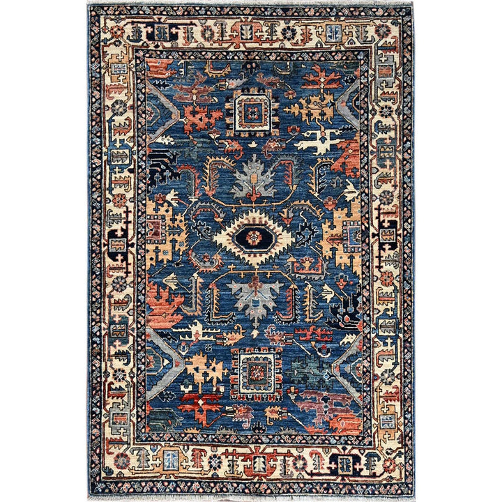 4'0" x 6'0" New Hand Knotted Blue Wool Rectangle Oriental Rug - MOA1021062